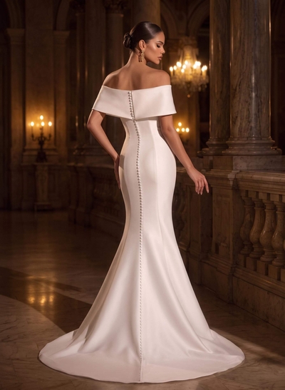 Trumpet/Mermaid Sweetheart Sleeveless Court Train Wedding Dress