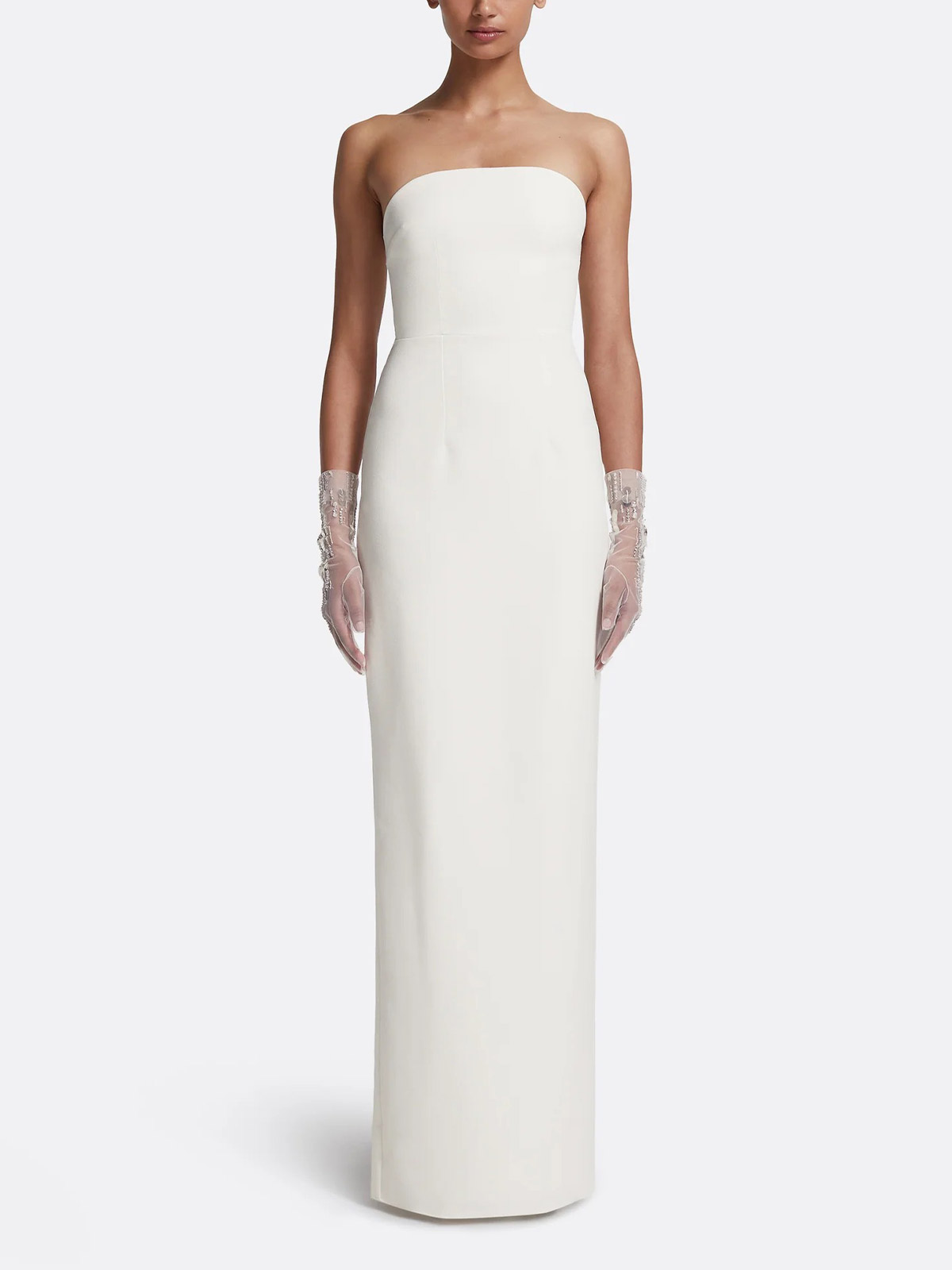 Sheath/Column Strapless Sleeveless Floor-Length Elastic Satin Wedding Dresses