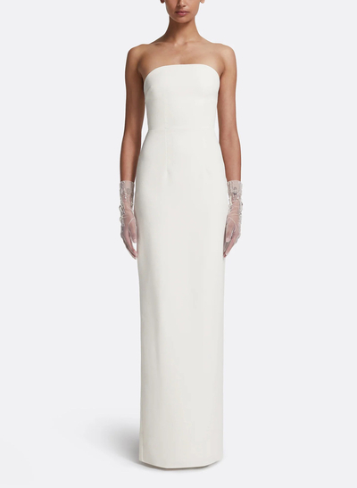 Sheath/Column Strapless Sleeveless Floor-Length Elastic Satin Wedding Dresses