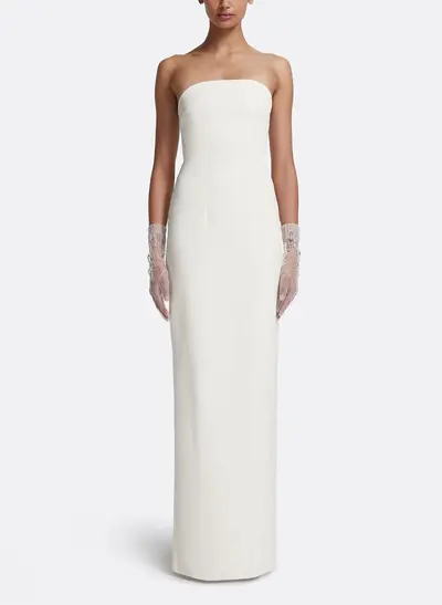 Sheath/Column Strapless Sleeveless Floor-Length Elastic Satin Wedding Dresses