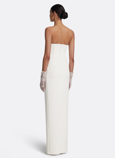 Sheath/Column Strapless Sleeveless Floor-Length Elastic Satin Wedding Dresses