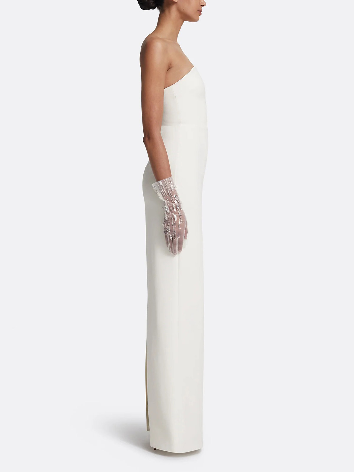 Sheath/Column Strapless Sleeveless Floor-Length Elastic Satin Wedding Dresses