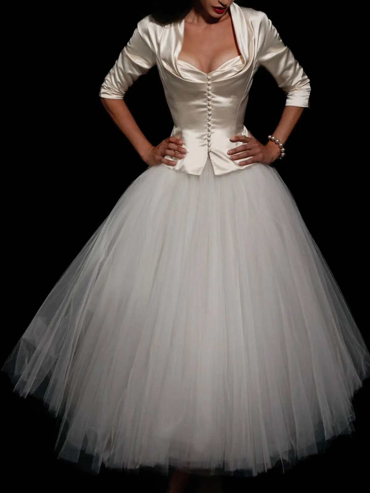 A-Line Square Neckline 1/2 Sleeves Ankle-Length Chiffon/Lace Bride Wedding  Jacket - Missacc