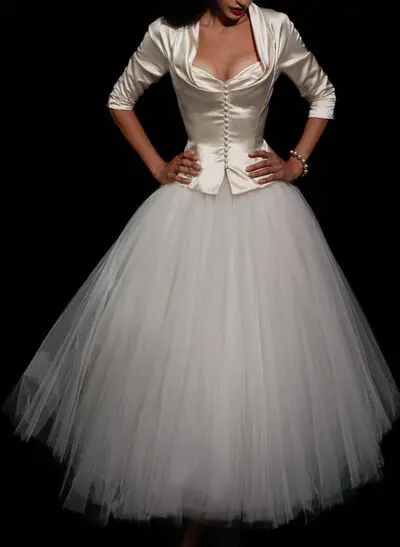A-Line Square Neckline 1/2 Sleeves Ankle-Length Chiffon/Lace Bride Wedding Jacket