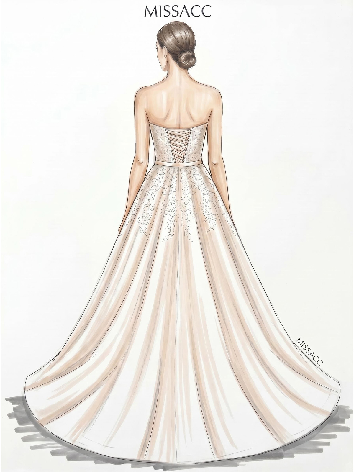 A-Line Sweetheart Sleeveless Sweep Train Lace/Satin Bride Wedding Dress With Appliques Lace