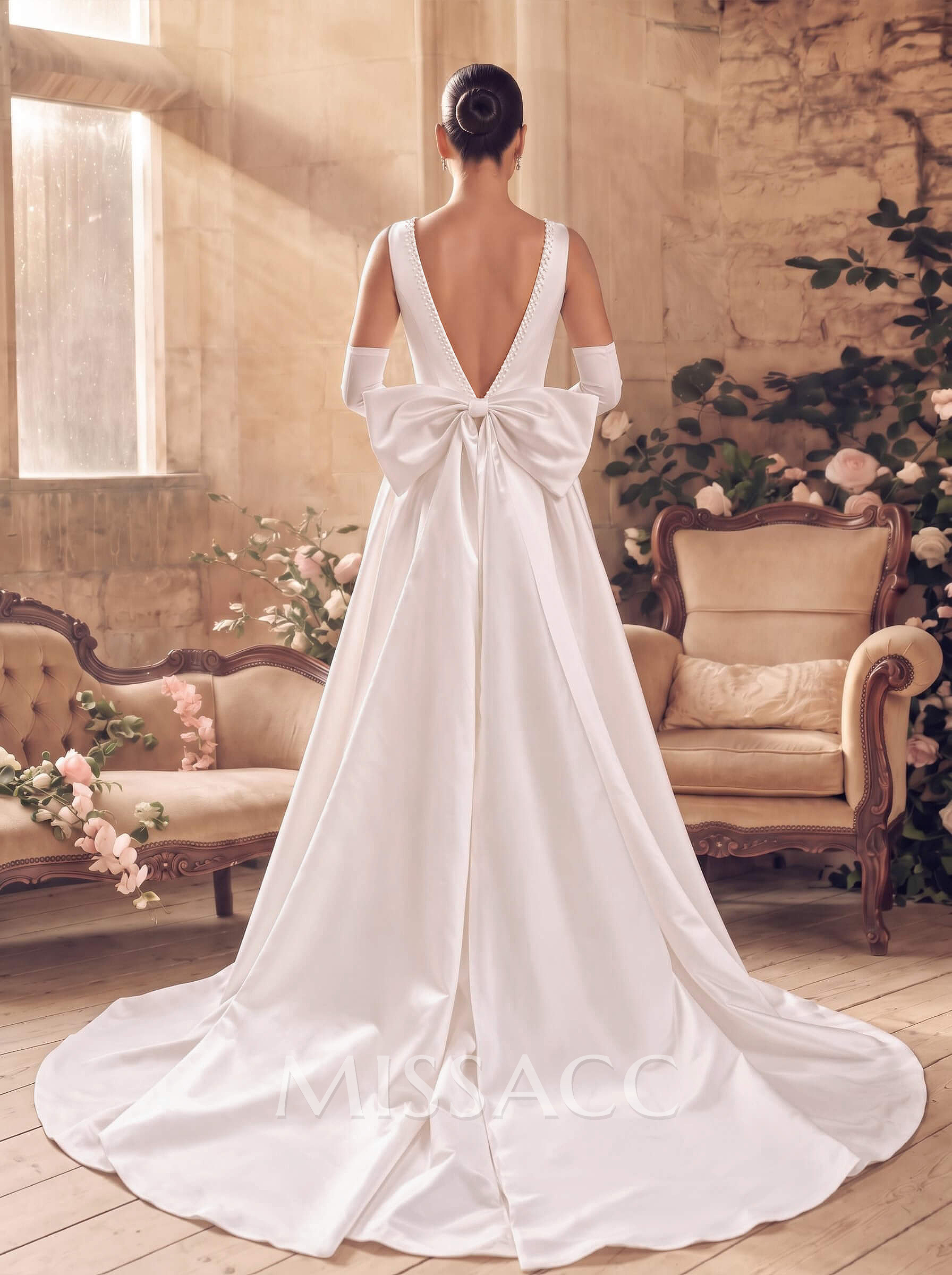A-Line Scoop Neck Sleeveless Short/Mini/Detachable Matte Satin Wedding Dress With Bow(s) A-Line Scoop Neck Sleeveless Short/Mini/Detachable Matte Satin Wedding Dress With Bow(s)