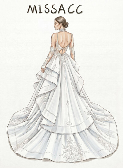Trumpet/Mermaid Plunge Neck Sleeveless Detachable Lace/Elastic Satin Bride Wedding Dress With Appliques Lace