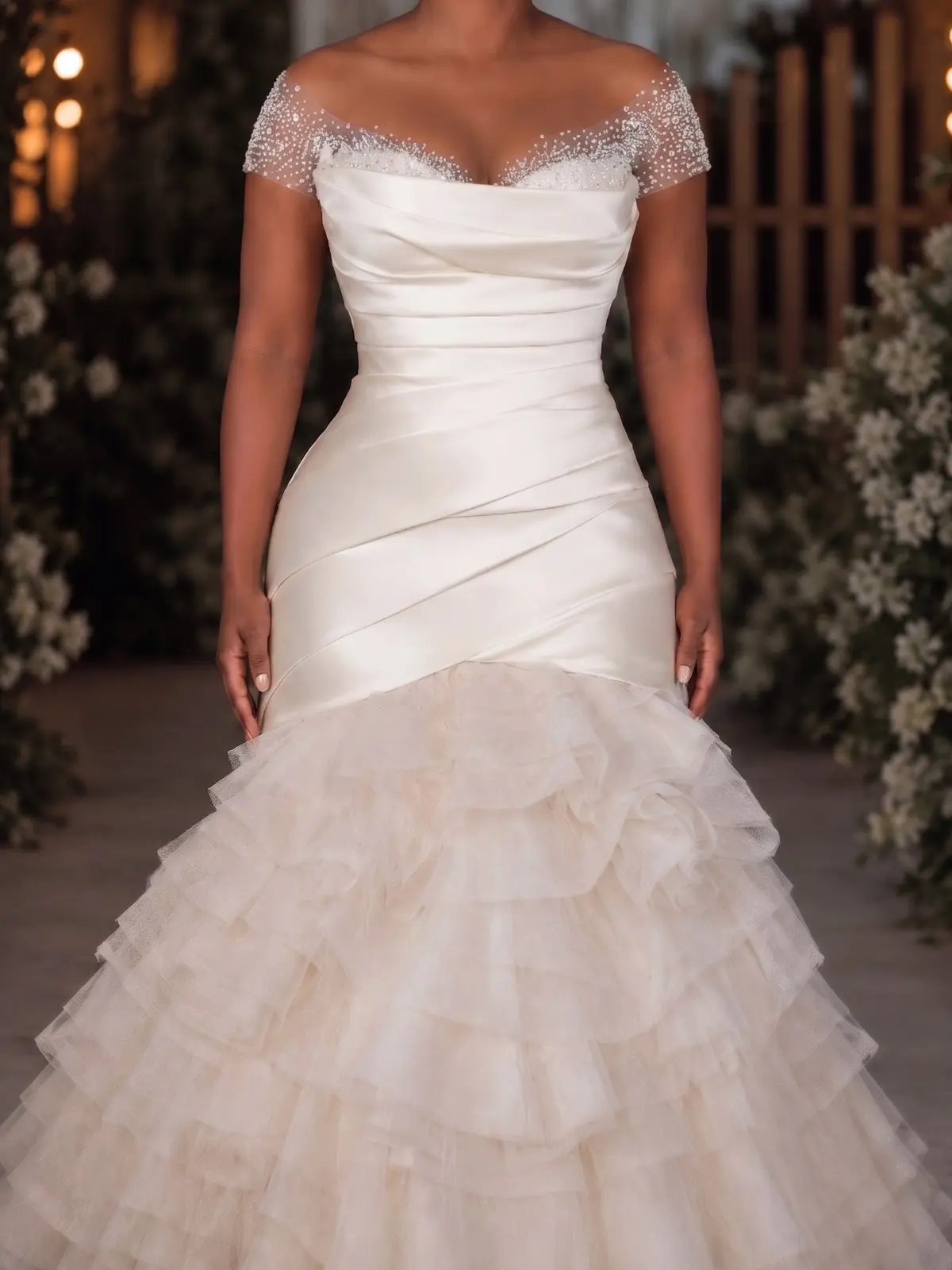 organza trumpet wedding dress Trumpet-Mermaid Court Train Organza Wedding Dress COCOMELODY LD3817, 45 Days / As Picture:Ivory / US10-UK12-EUR40