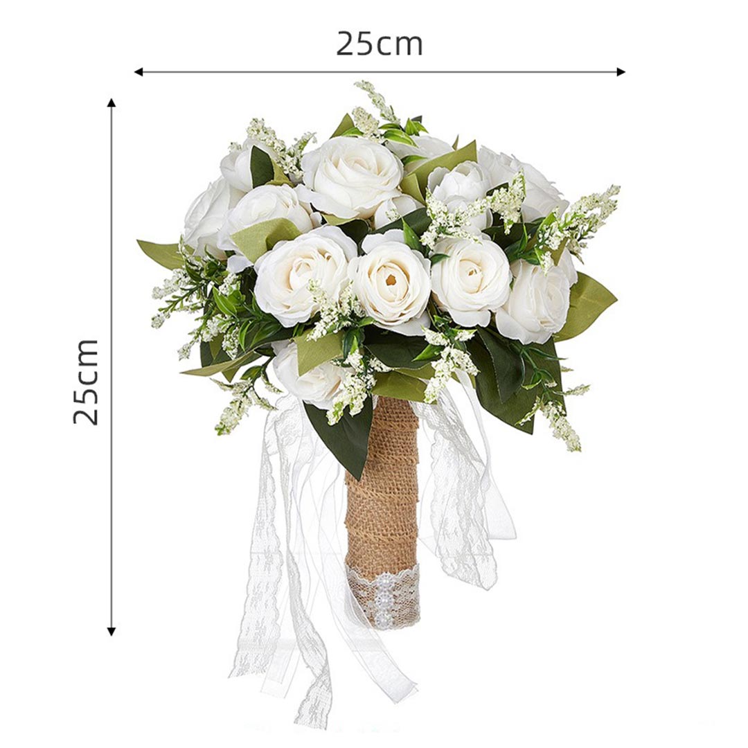 Artificial Wedding Flowers Round Silk Flower Roses Bridal Bouquets