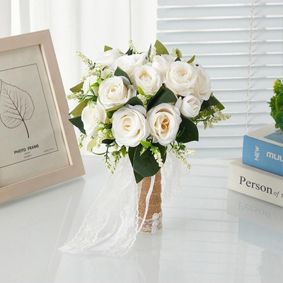 Artificial Wedding Flowers Round Silk Flower Roses Bridal Bouquets