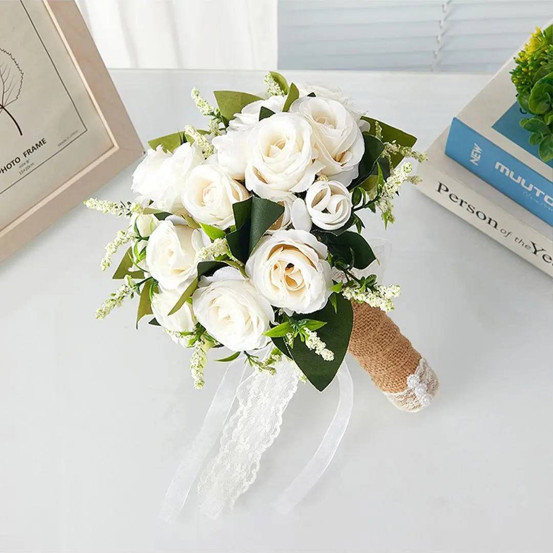 Artificial Wedding Flowers Round Silk Flower Roses Bridal Bouquets ...