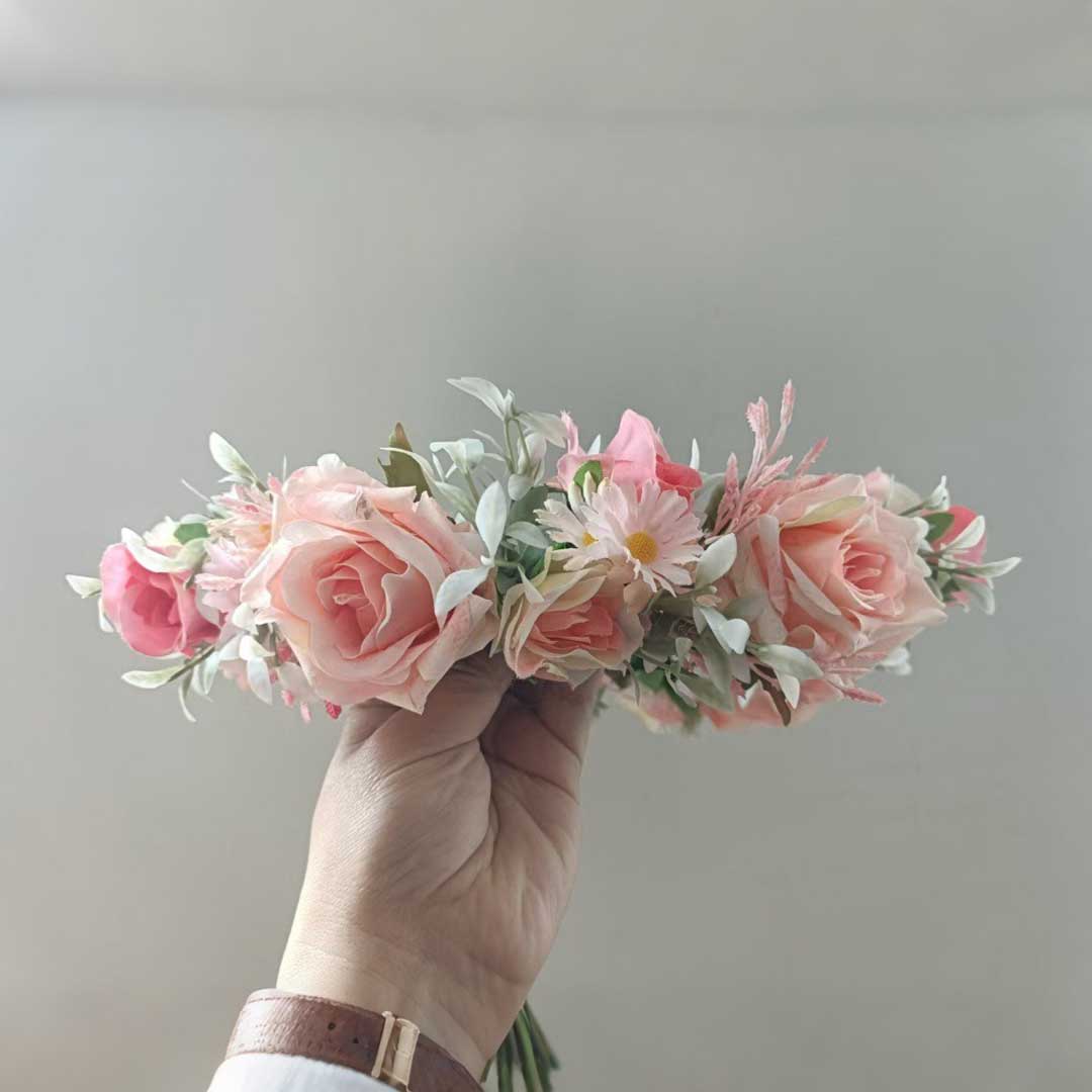 Forest-Style Rose Daisy Artificial Flower Crown