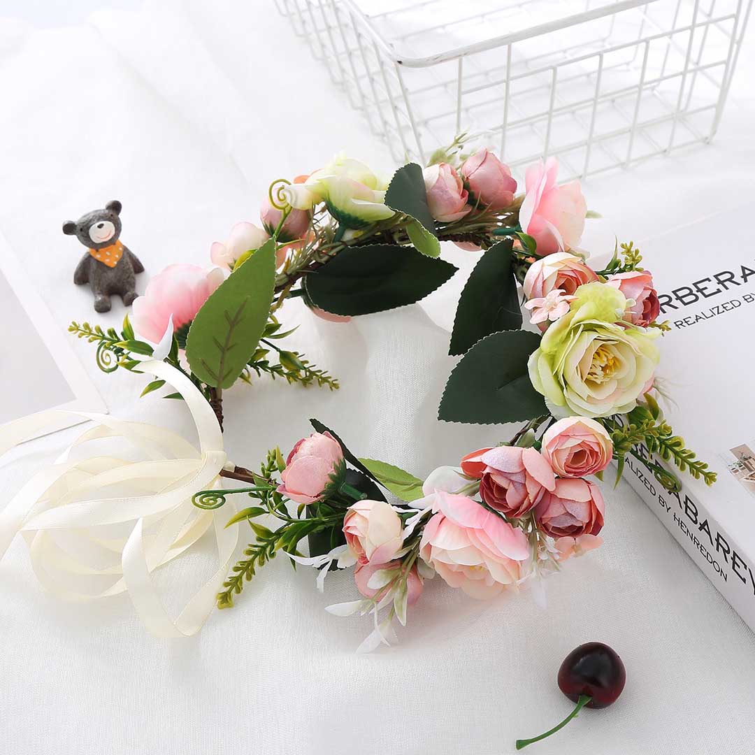 Forest-Style Wicker Peony Artificial Flower Crown