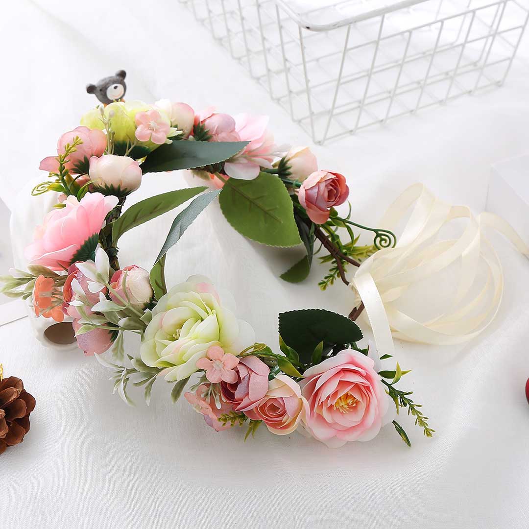 Forest-Style Wicker Peony Artificial Flower Crown