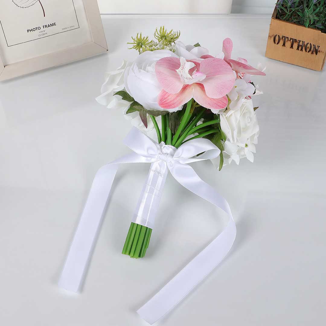 European Phalaenopsis Rose Nosegay With Satin Bow
