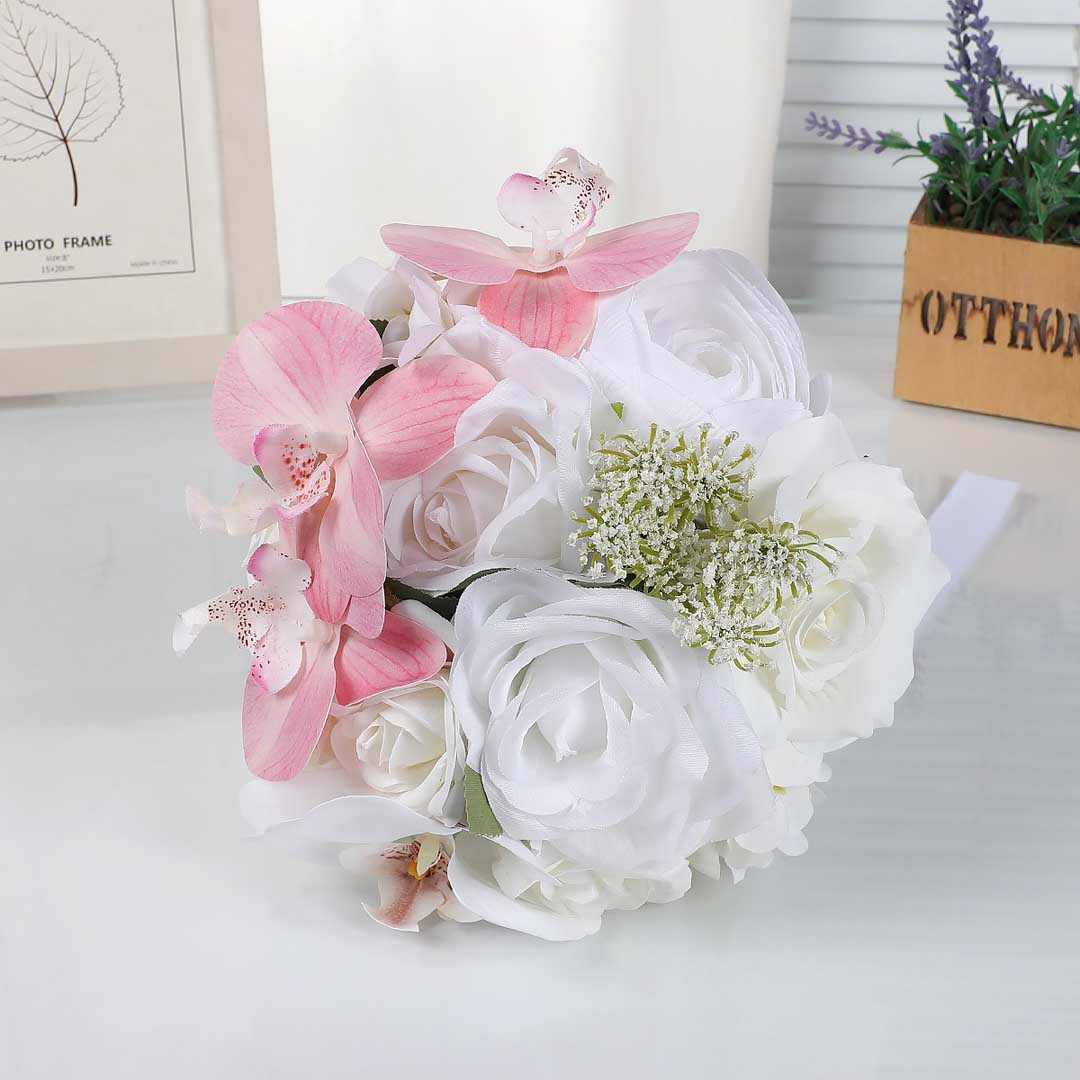 European Phalaenopsis Rose Nosegay With Satin Bow