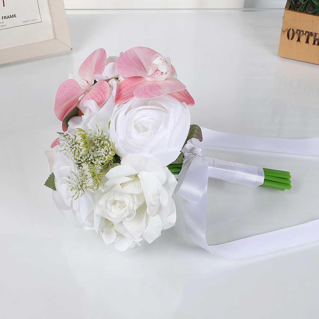 European Phalaenopsis Rose Nosegay With Satin Bow