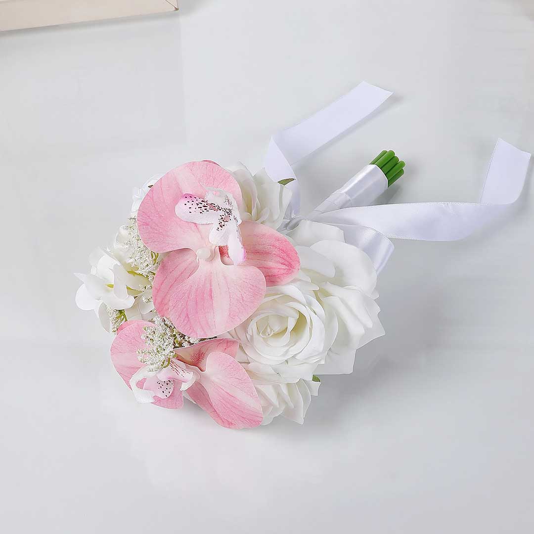European Phalaenopsis Rose Nosegay With Satin Bow
