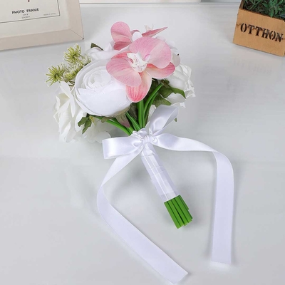 European Phalaenopsis Rose Nosegay With Satin Bow