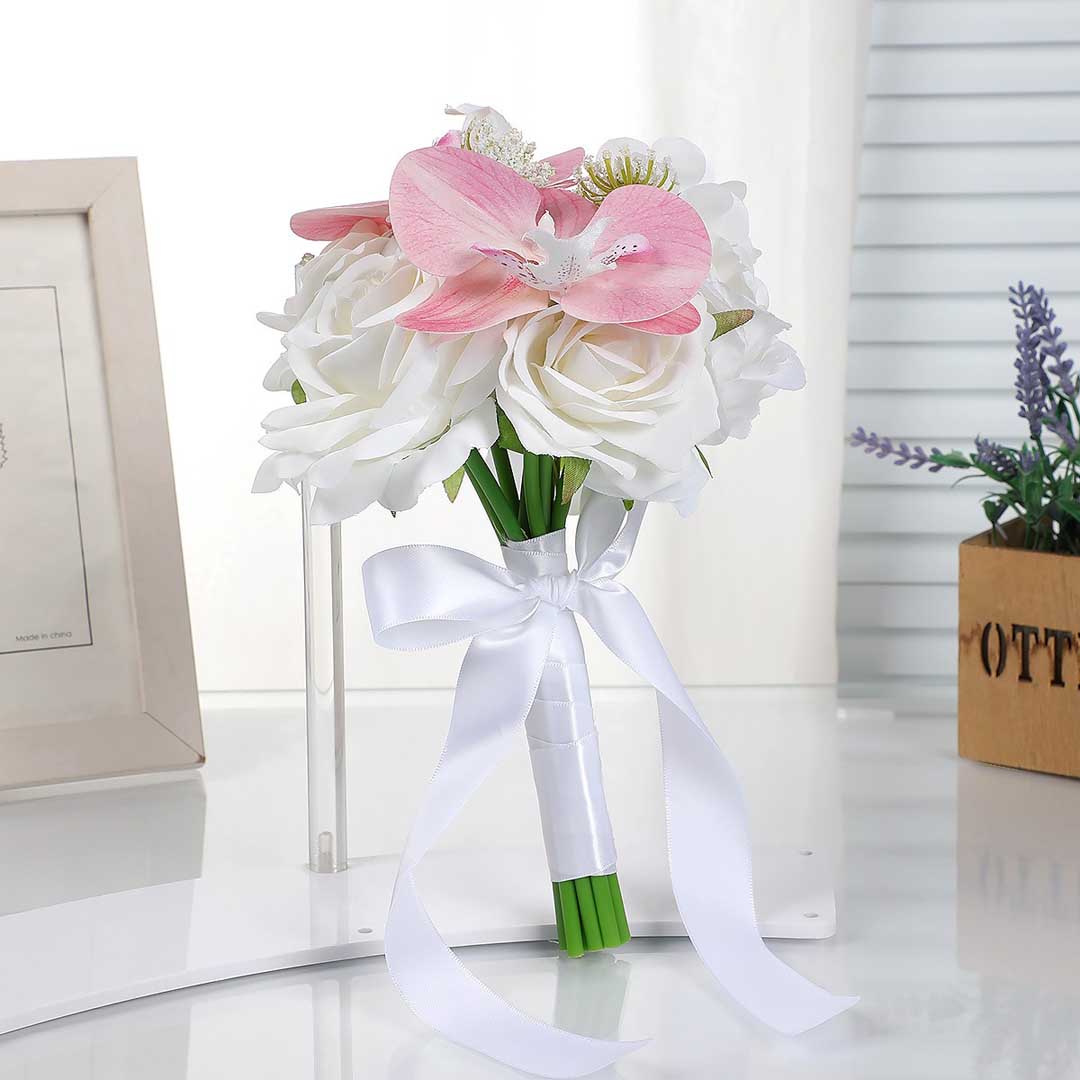 European Phalaenopsis Rose Nosegay With Satin Bow