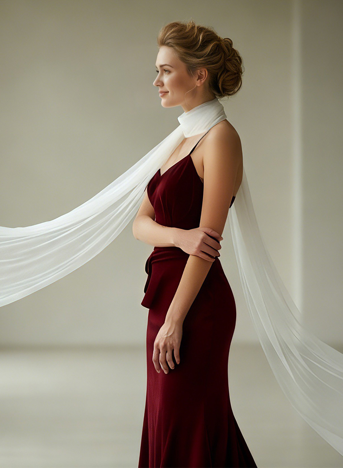 Open Front Tulle Shawl For Occasion Evening