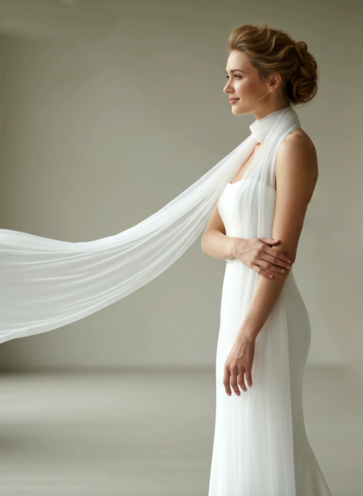 Open Front Tulle Shawl For Occasion Evening