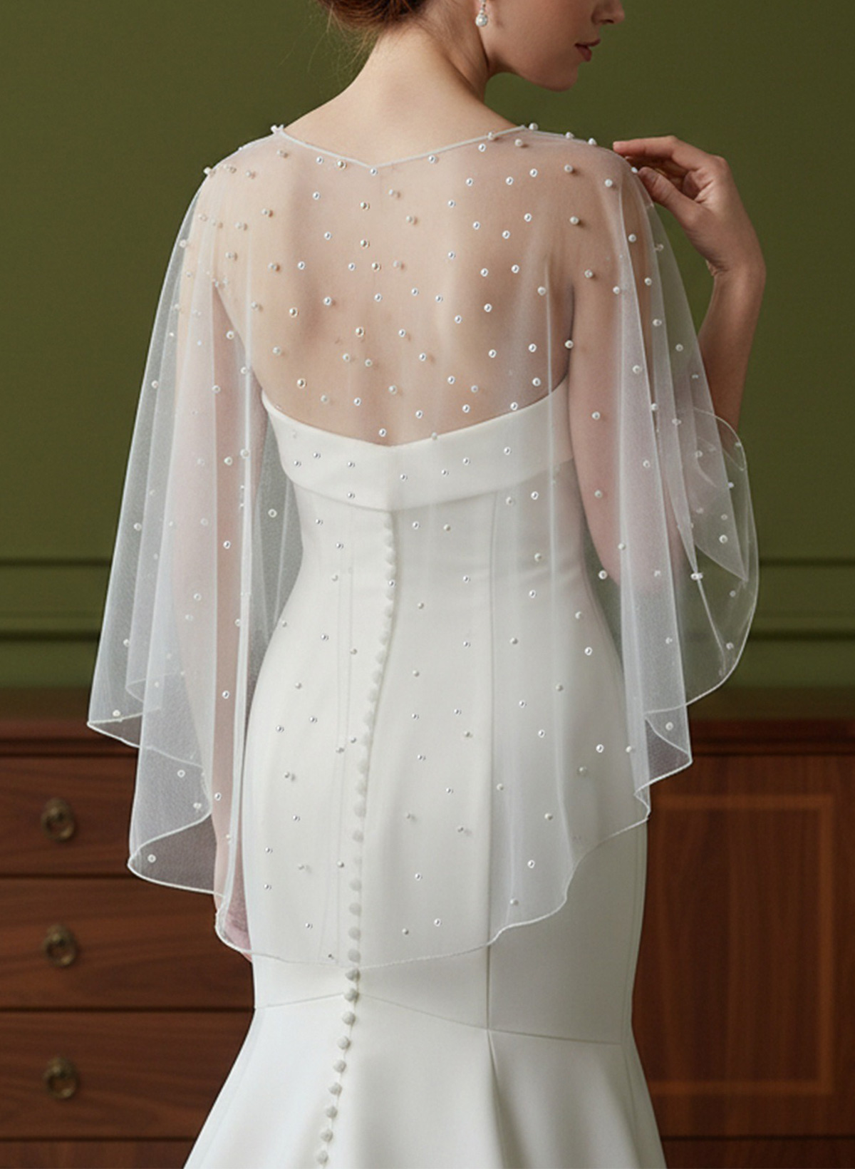 Pullover Tulle Shawl With Beading
