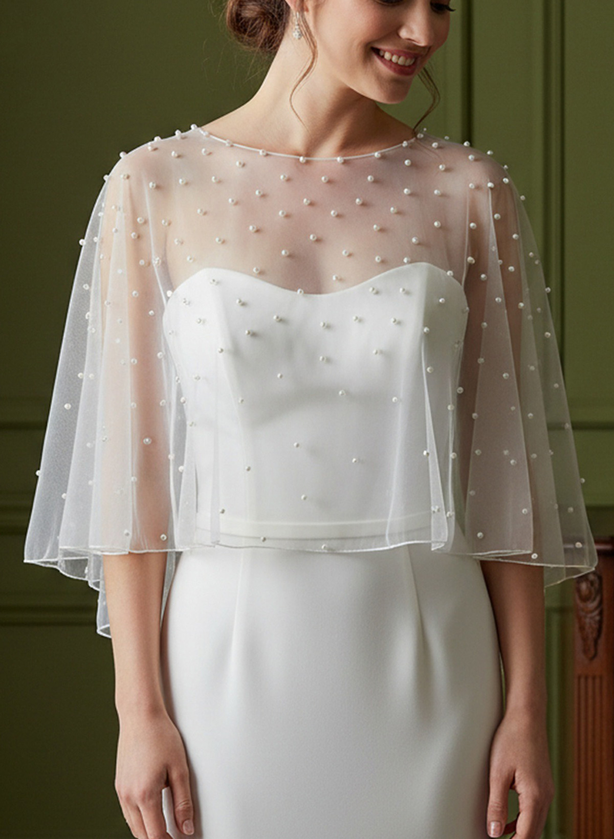 Pullover Tulle Shawl With Beading