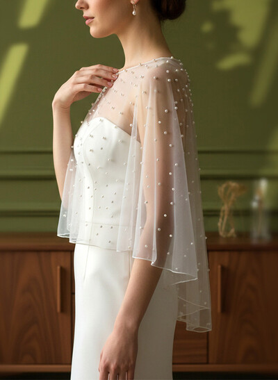 Pullover Tulle Shawl With Beading