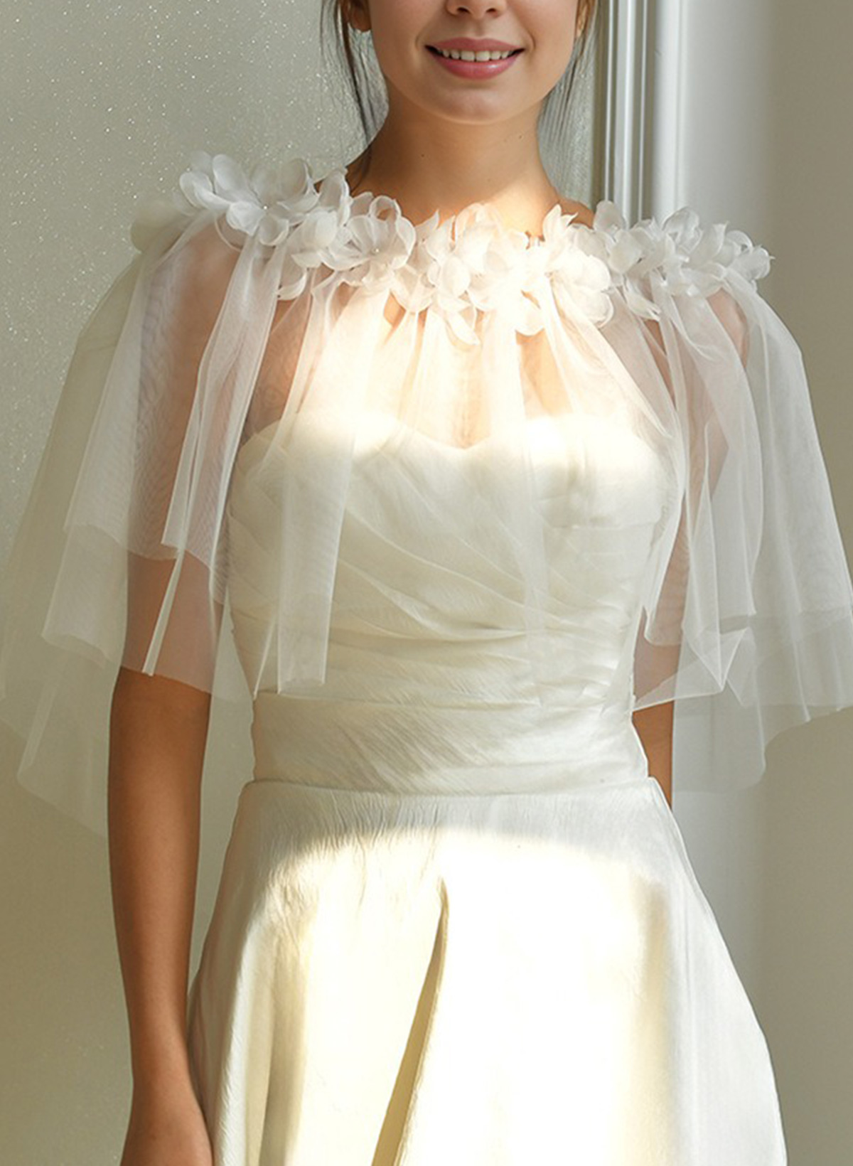 Pullover Tulle Shawl With Flower