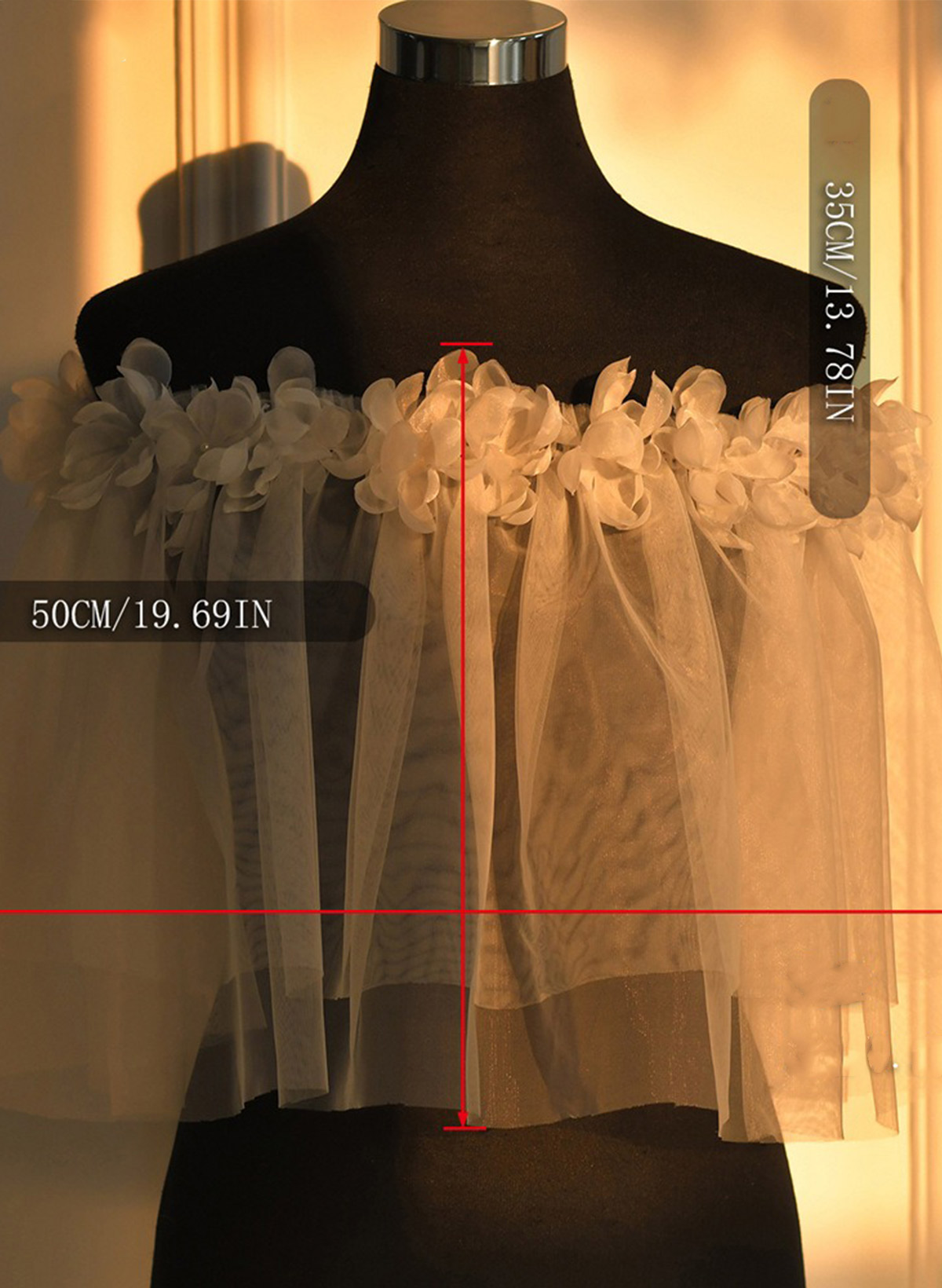 Pullover Tulle Shawl With Flower