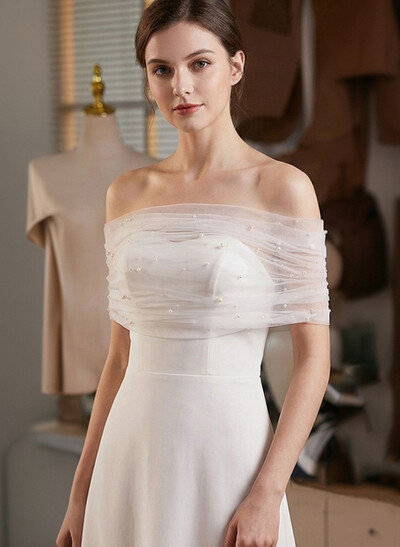 Clasp Tulle Shawl With Beading