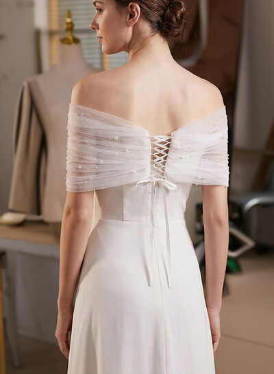 Clasp Tulle Shawl With Beading
