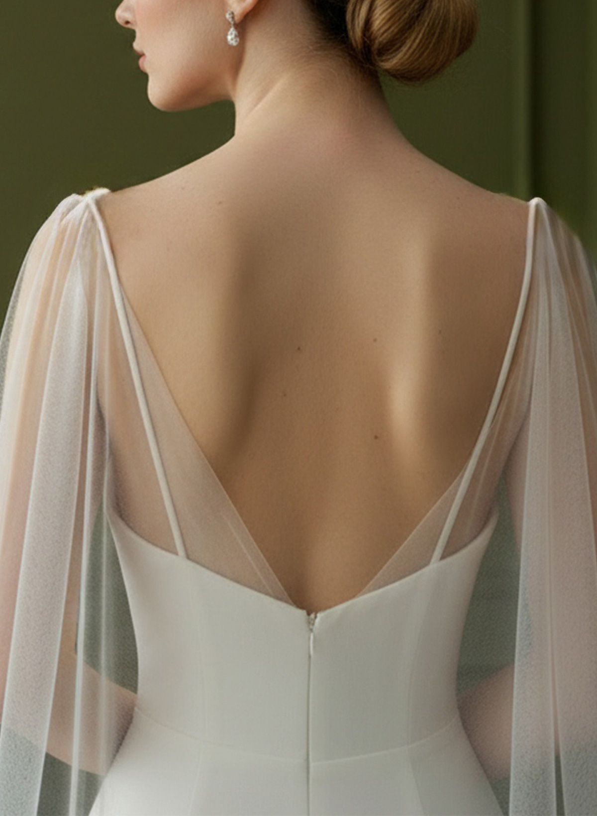Clasp Tulle Wedding Cape Shawl