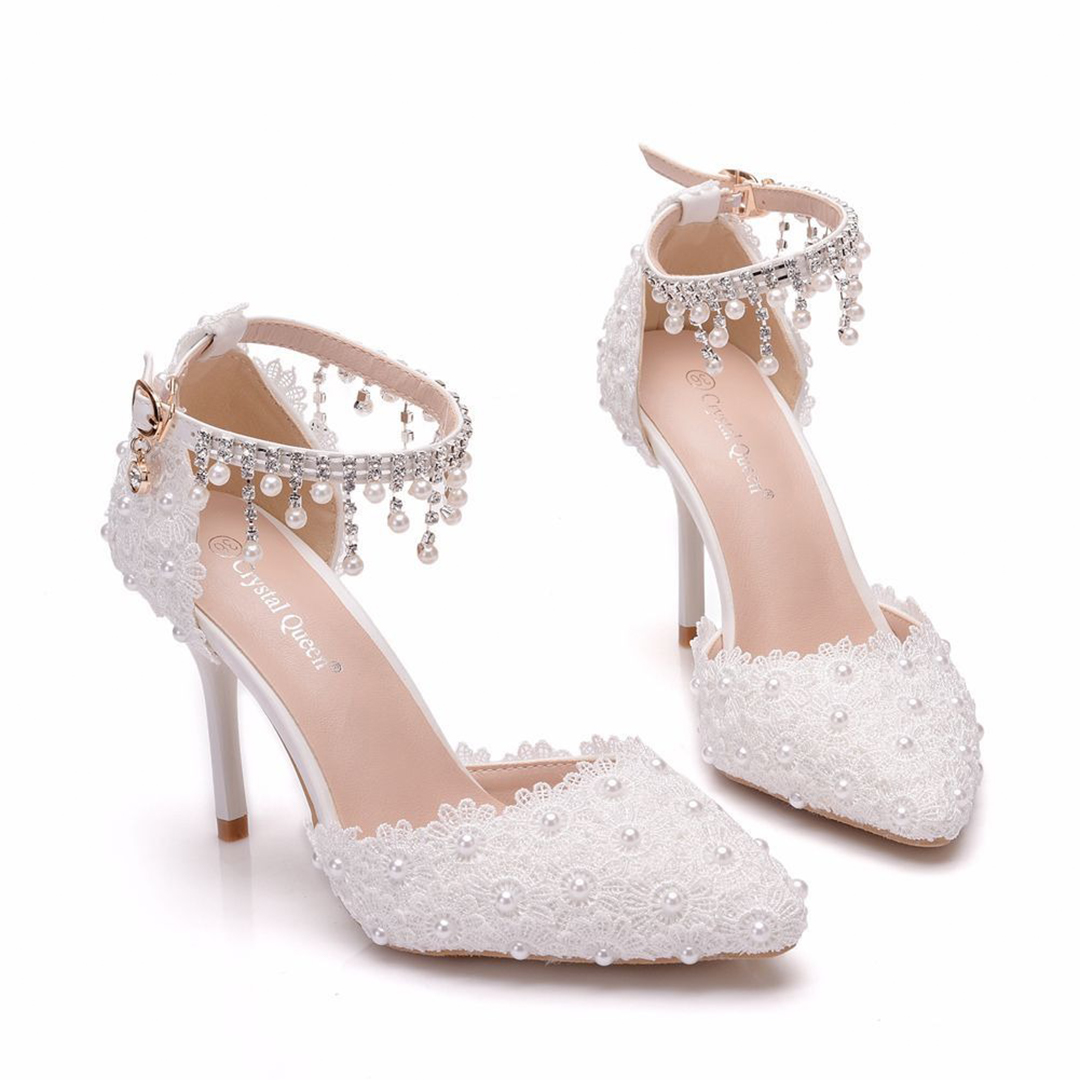 High Heel PU Leather Point Toe Wedding Shoes With Imitation Pearl High Heel PU Leather Point Toe Wedding Shoes With Imitation Pearl