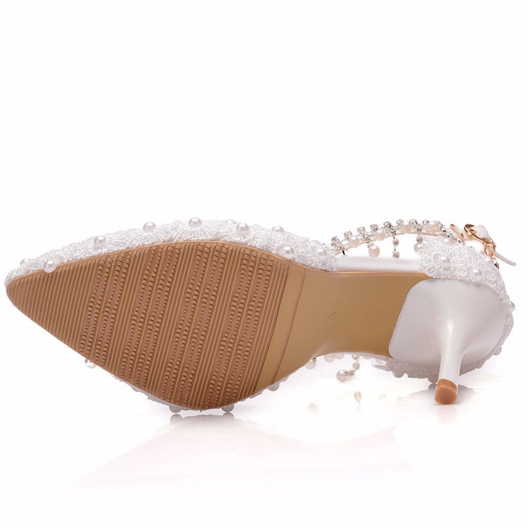 High Heel PU Leather Point Toe Wedding Shoes With Imitation Pearl High Heel PU Leather Point Toe Wedding Shoes With Imitation Pearl