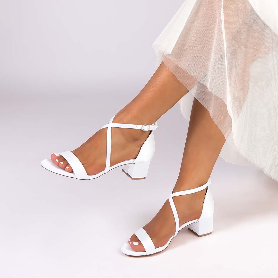 Low Heel Silk Like Satin Open Toe Wedding Shoes