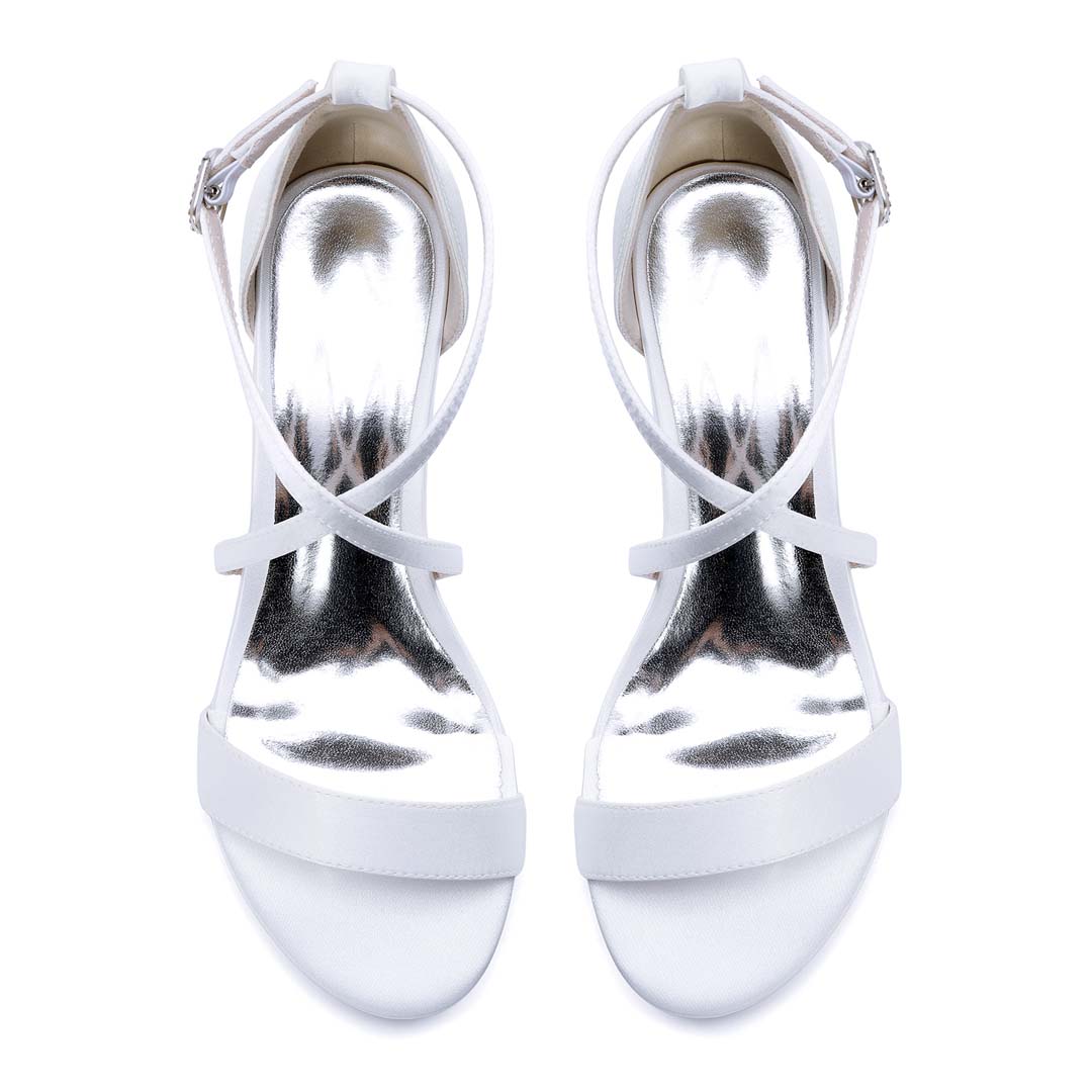 Low Heel Silk Like Satin Open Toe Wedding Shoes