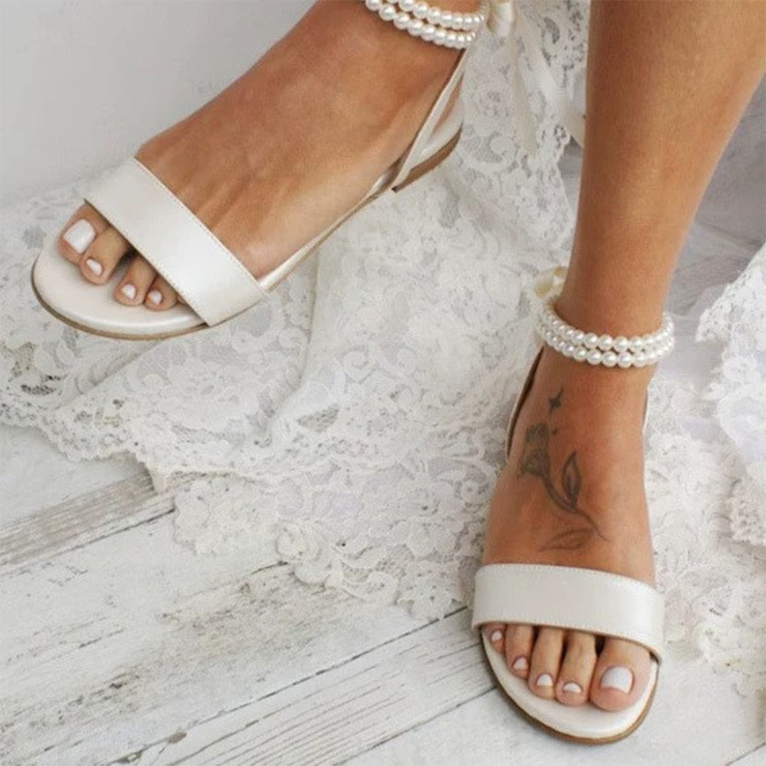 Flat Heel PU Leather Round Toe Wedding Shoes