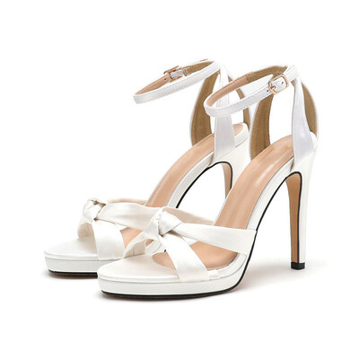 High Heel Silk Satin Open Toe Wedding Shoes