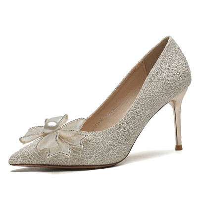 High Heel Point Toe Wedding Shoes With Bowknot