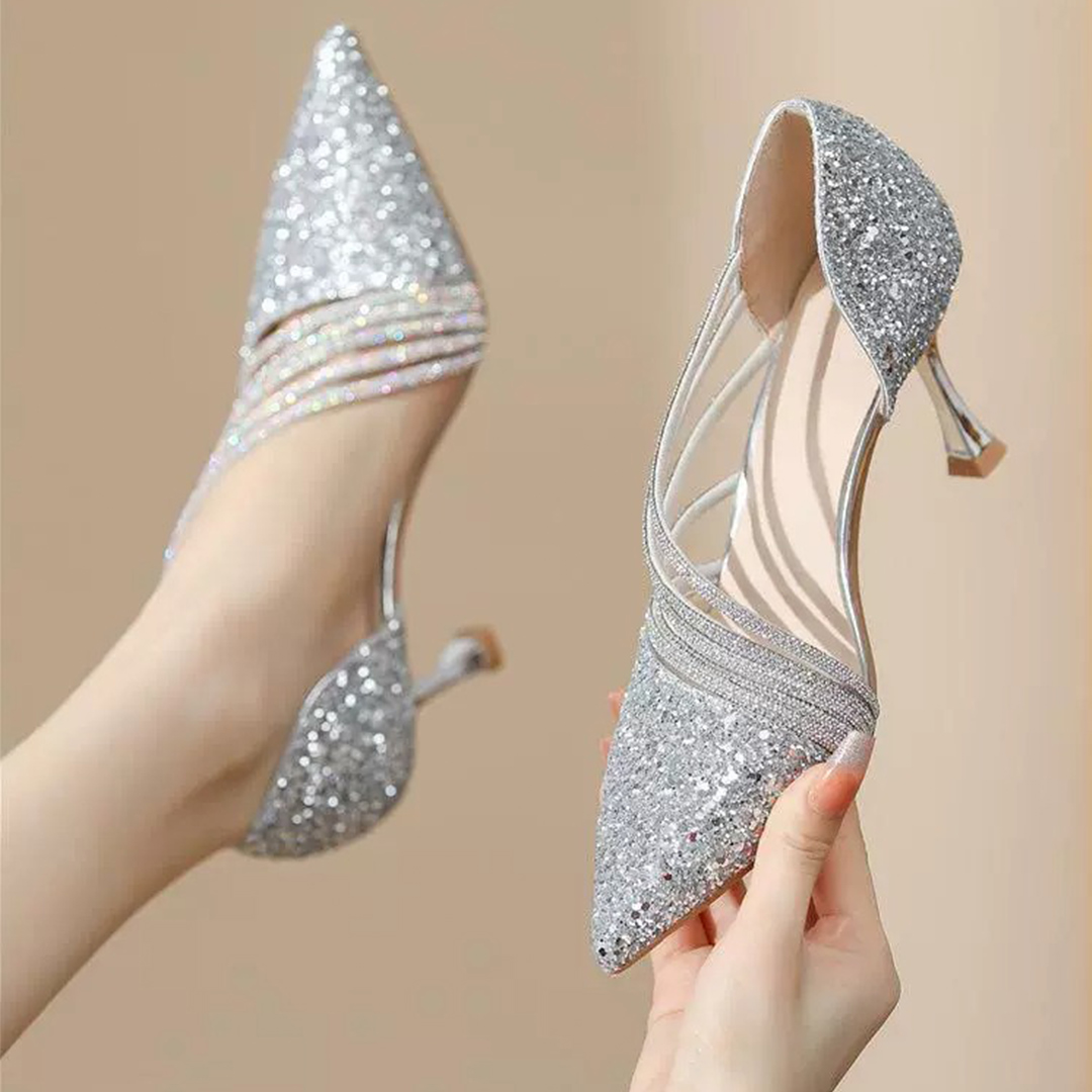 Kitten Heel Point Toe Wedding Shoes With Rhinestone