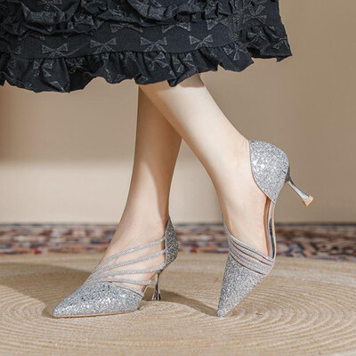 Kitten Heel Point Toe Wedding Shoes With Rhinestone