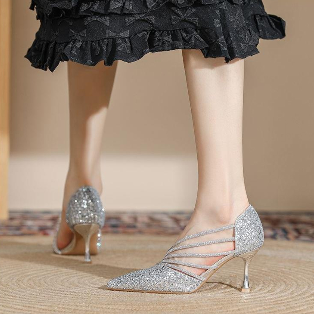 Kitten Heel Point Toe Wedding Shoes With Rhinestone