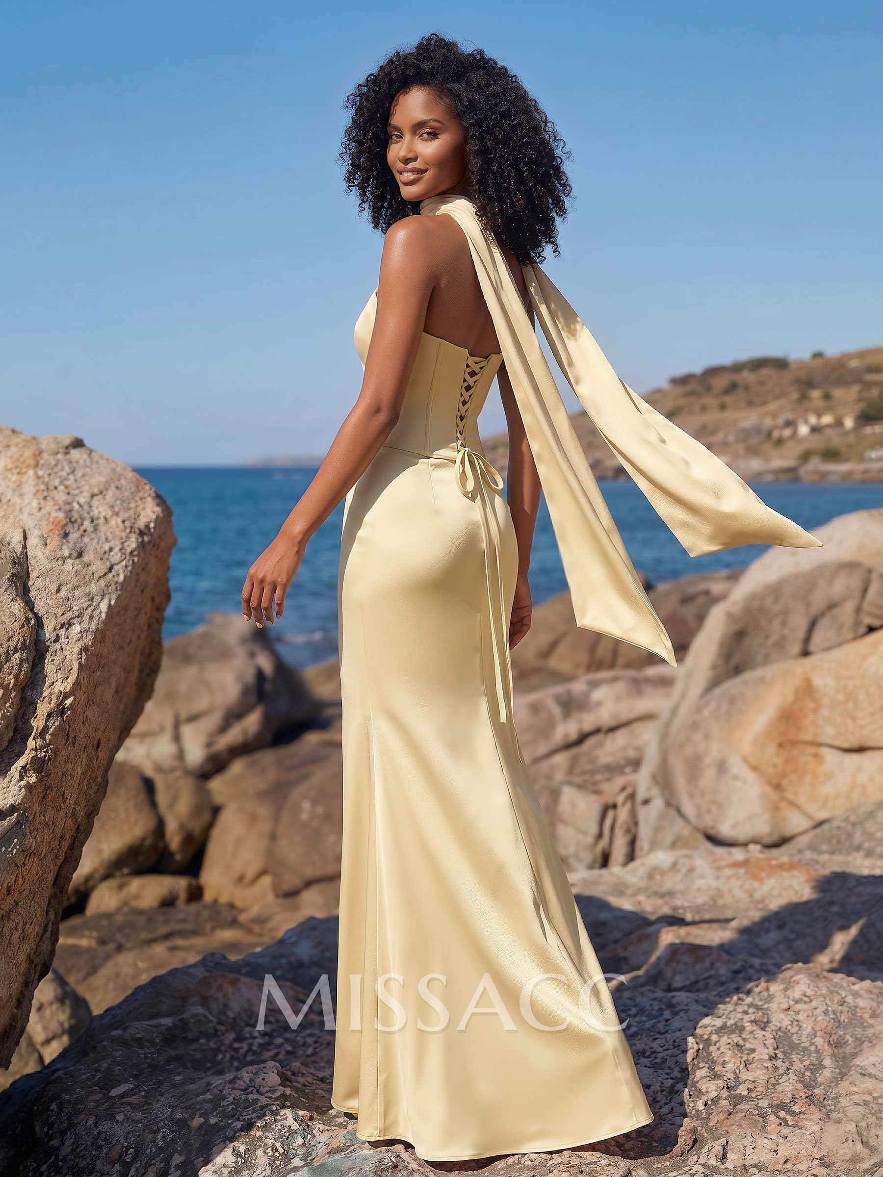 Trumpet/Mermaid Strapless Sleeveless Floor-Length Crepe Satin Bridesmaid Dresses