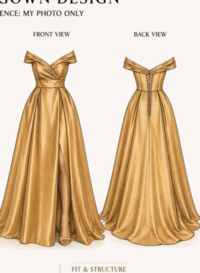 A-Line Off-The-Shoulder Sleeveless Sweep Train Satin Evening Dresses