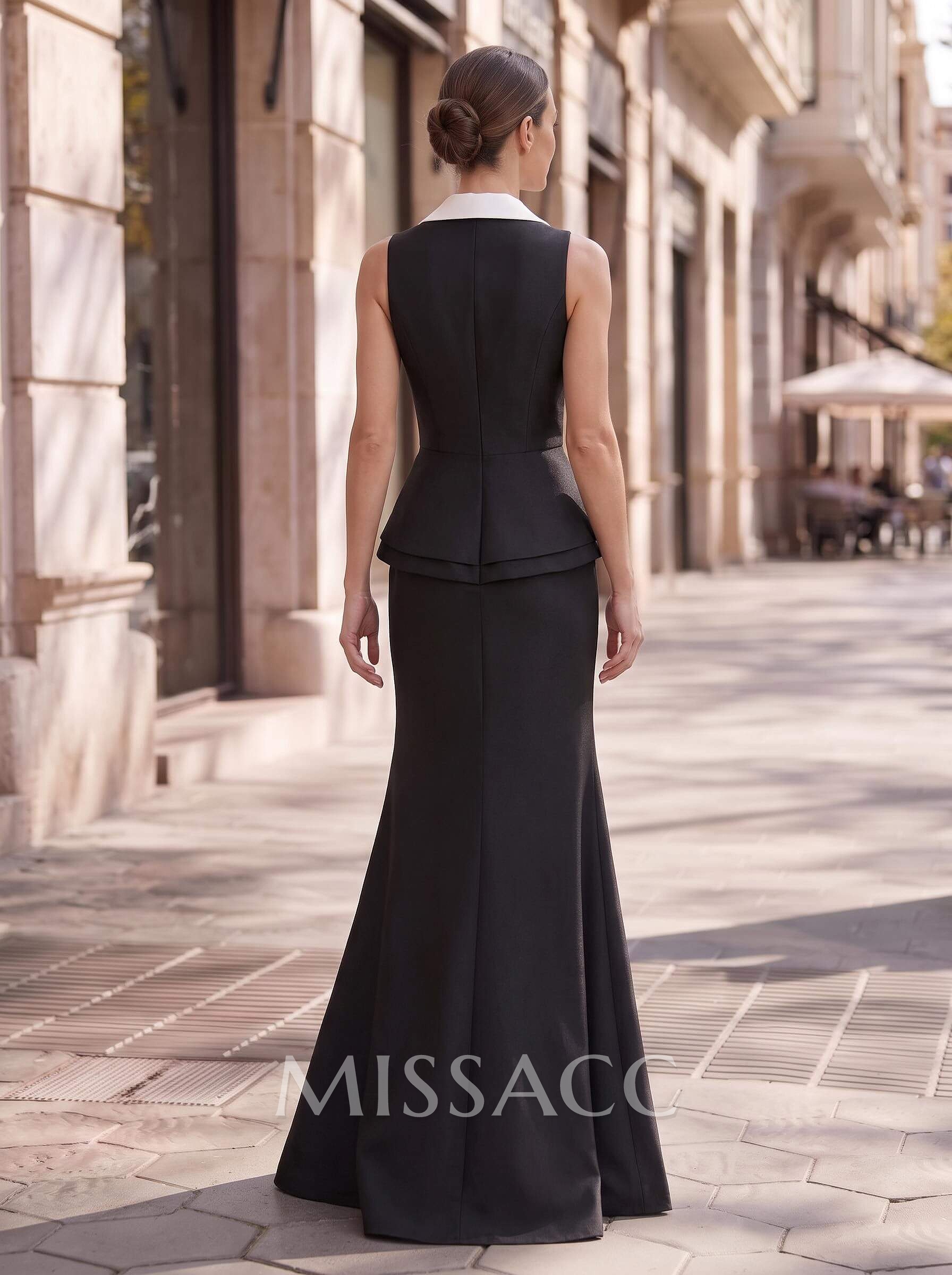 Trumpet/Mermaid V-Neck Sleeveless Floor-Length Satin Evening Dresses