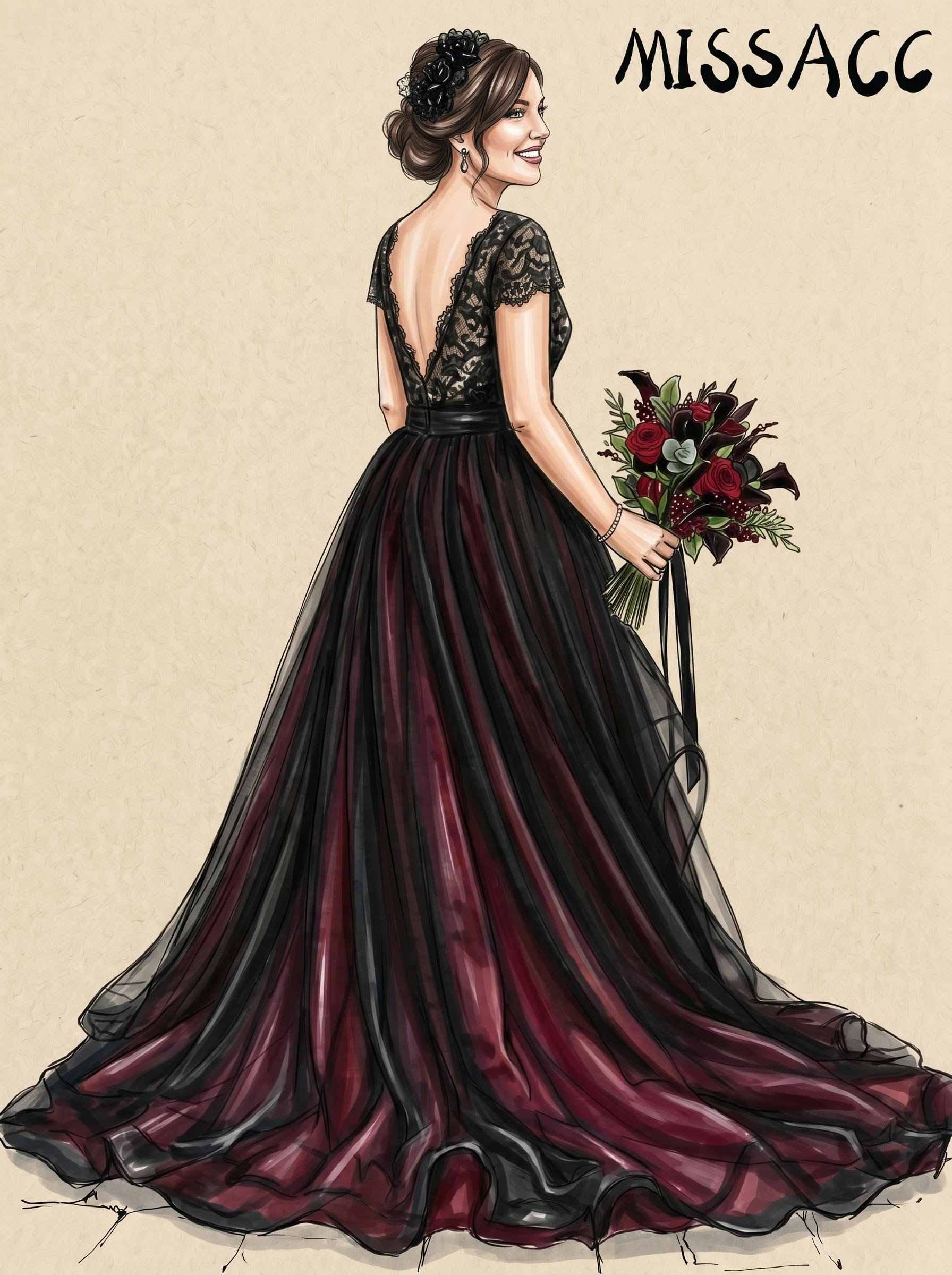 A-Line Scoop Neck Short Sleeves Court Train Lace Evening Dresses With High Split