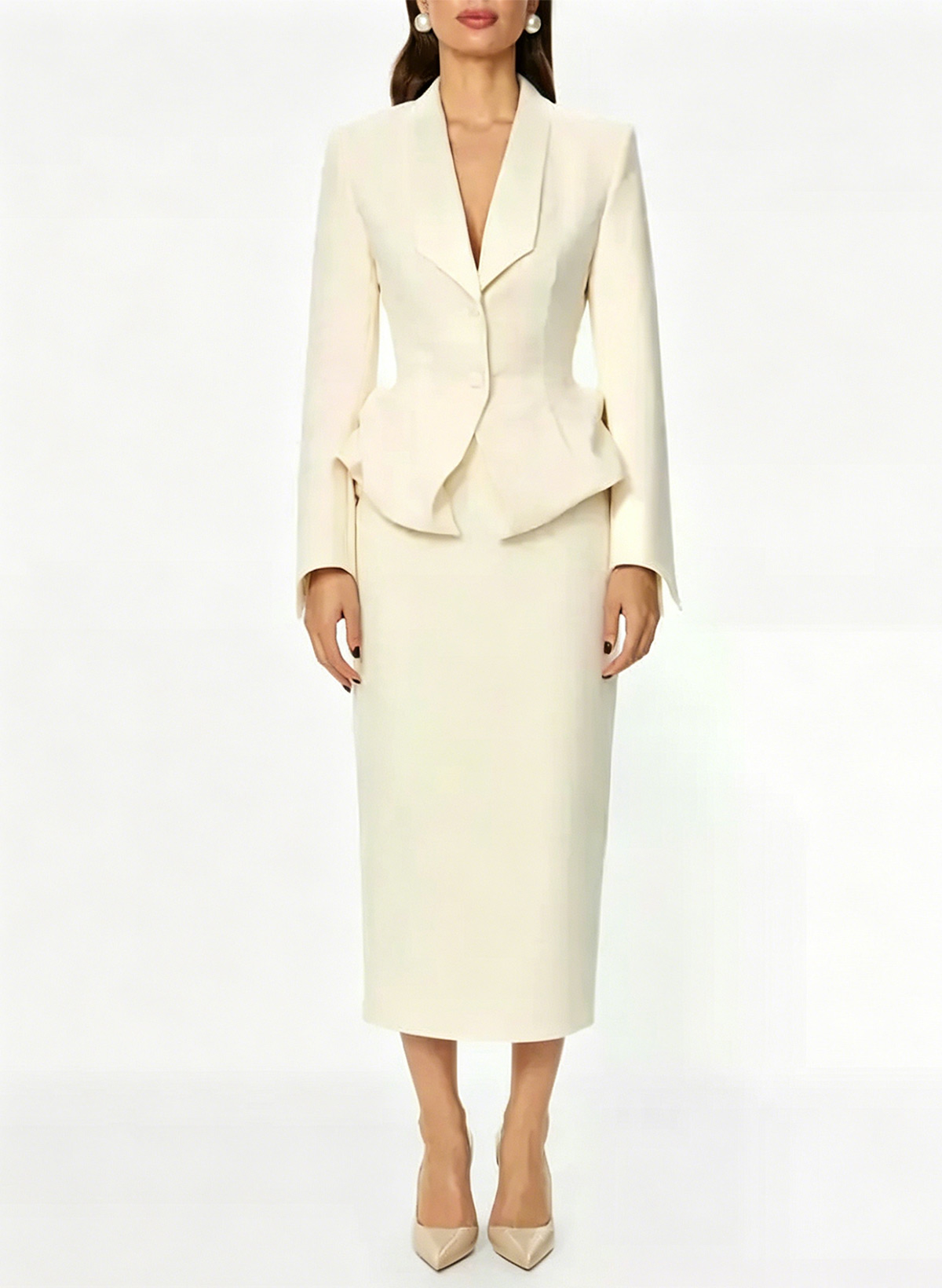 Sheath/Column V-Neck Long Sleeves Tea-Length Elastic Satin Evening Dresses