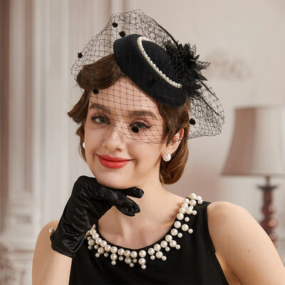 Elegant Faux Pearl Mesh Kentucky Derby Fascinators With Headband